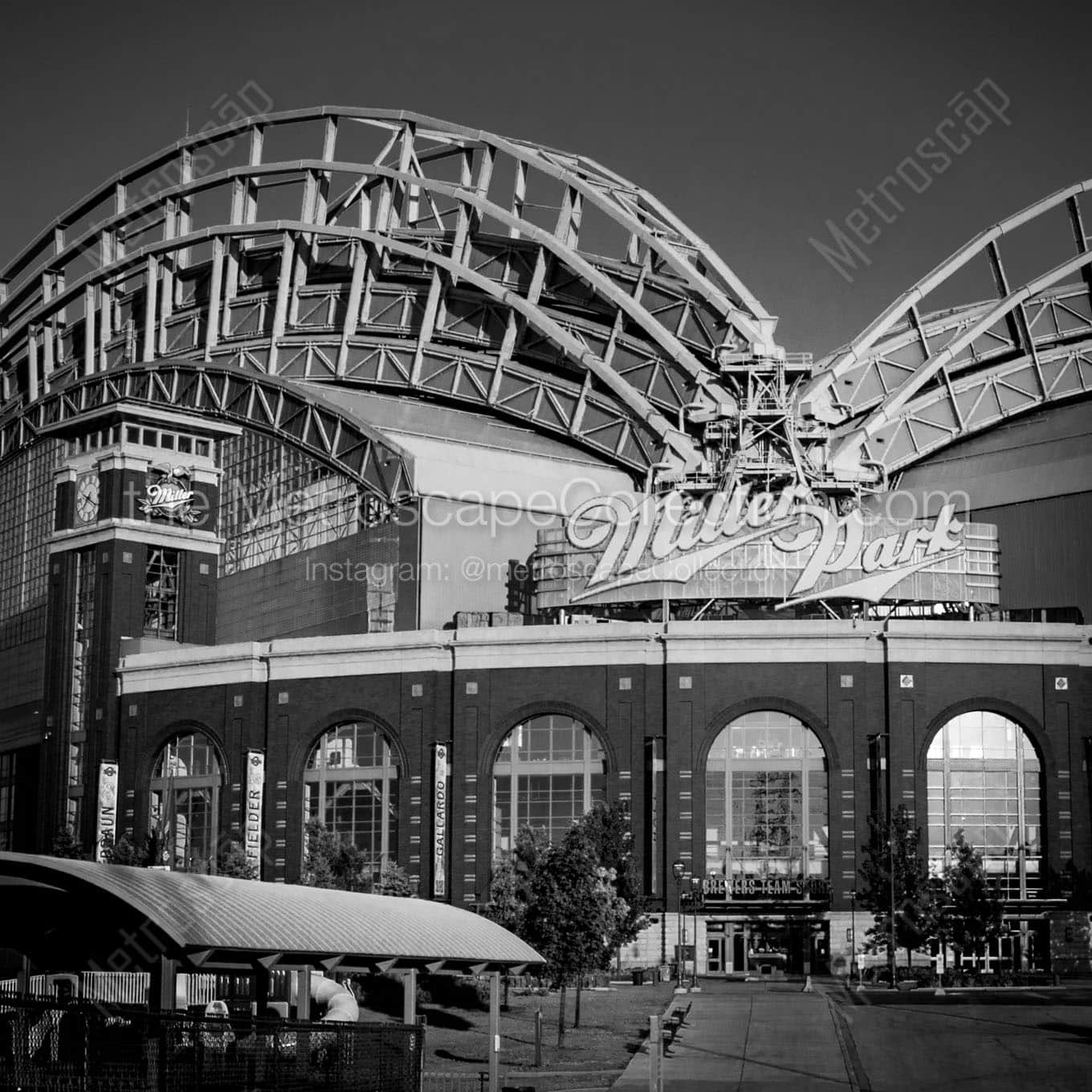 miller park milwaukee brewers Black & White Wall Art