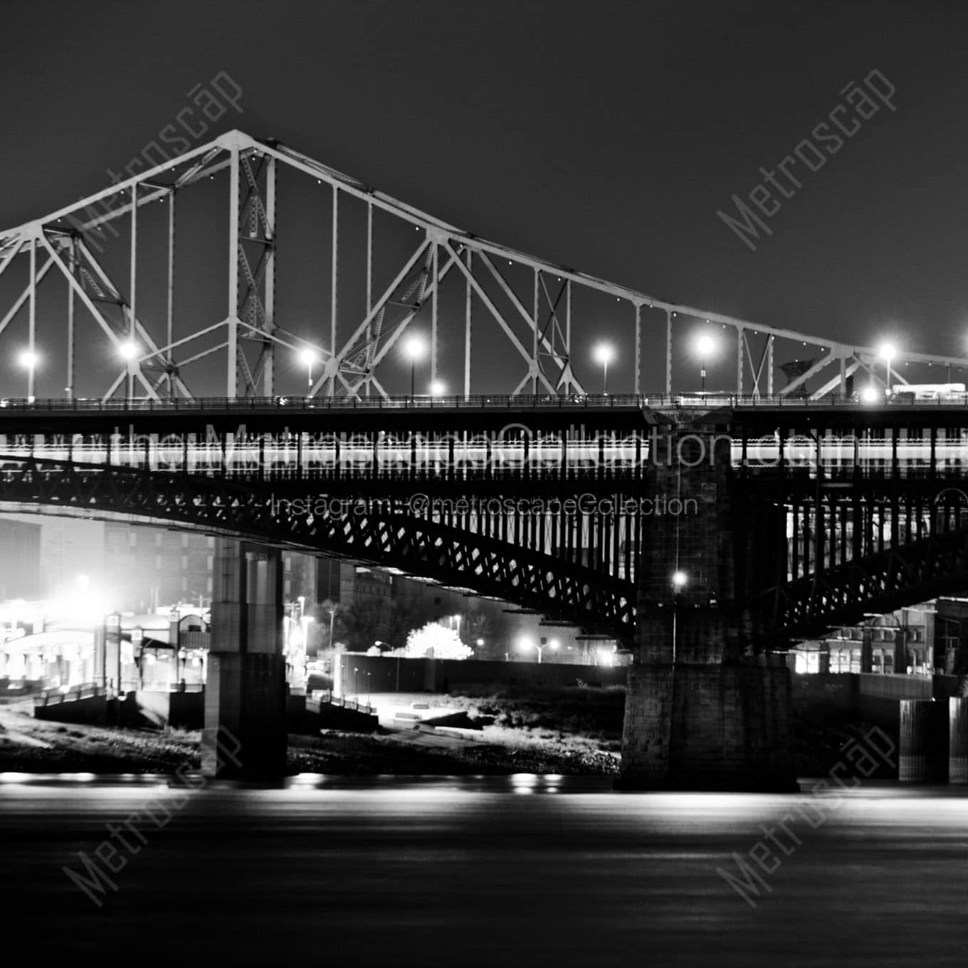 mlk jr eads bridges at night Black & White Wall Art