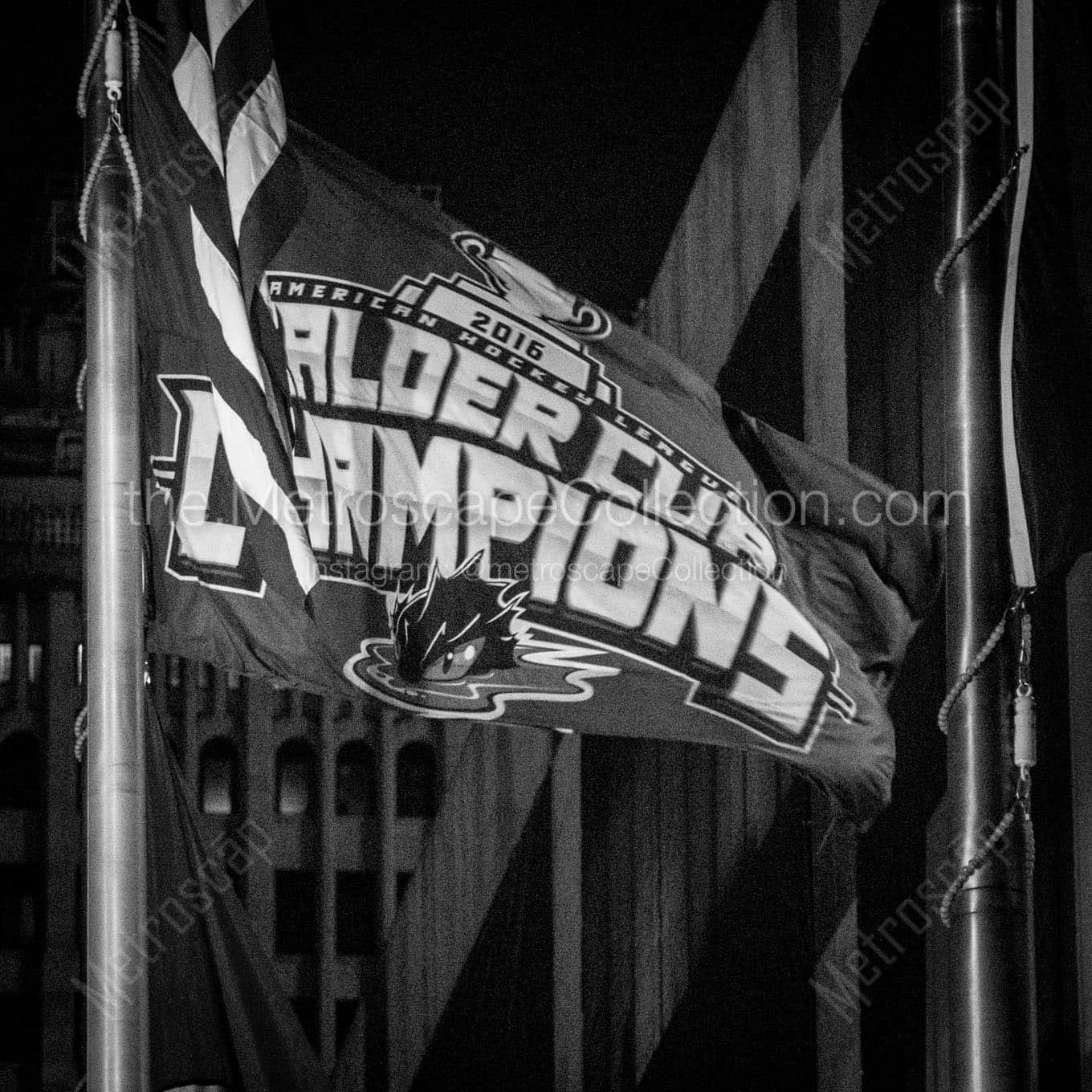monsters calder cup champions flag Black & White Wall Art