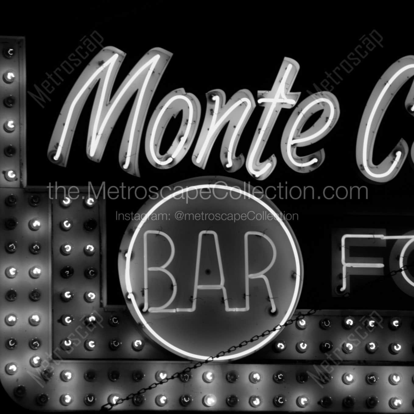 monte carlo sign Black & White Wall Art