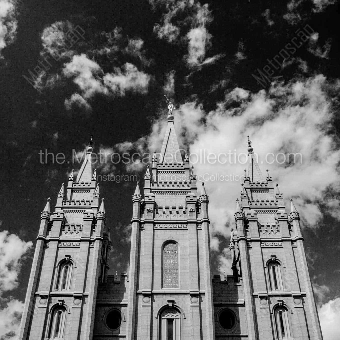 mormon temple Black & White Wall Art