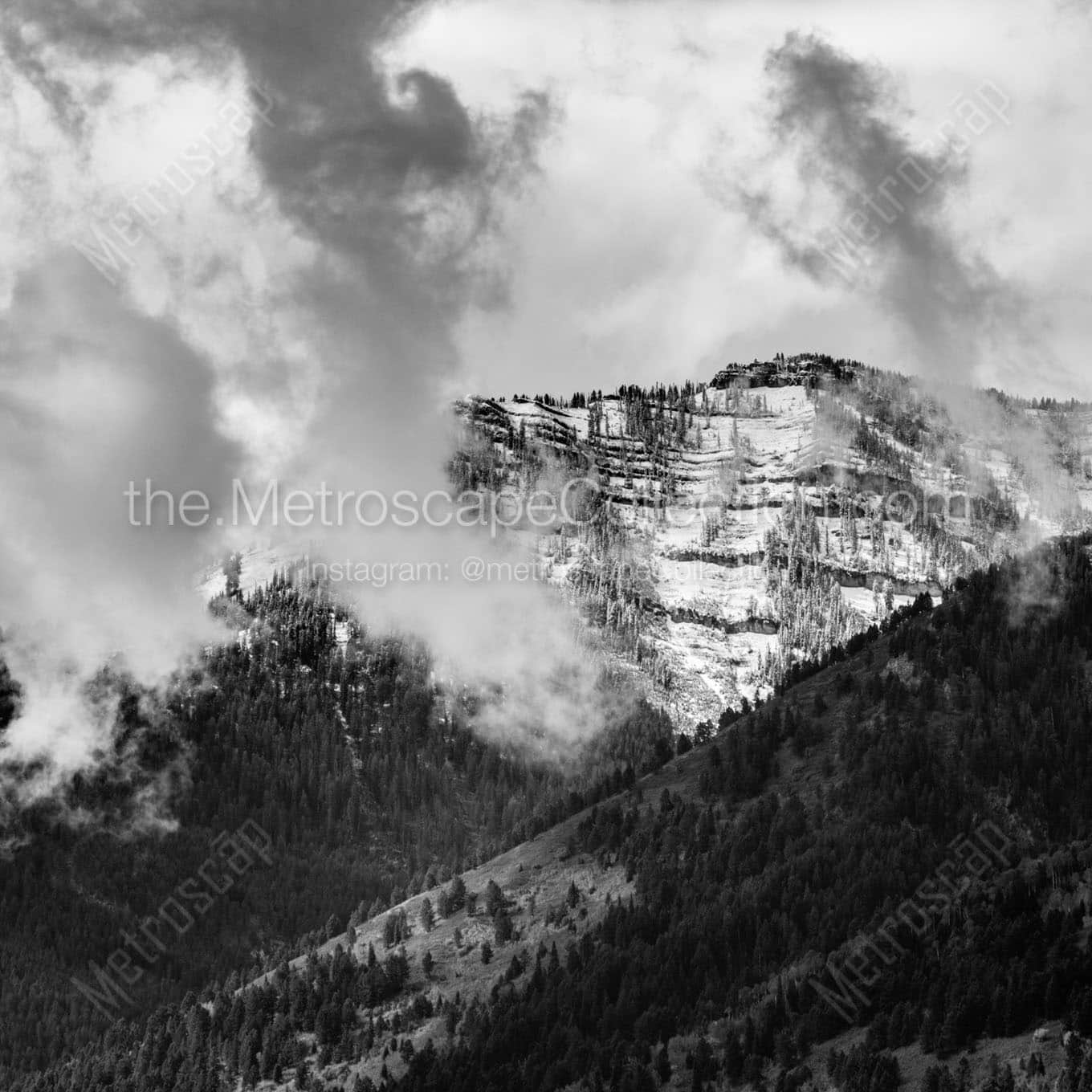 mountain clouds Black & White Wall Art