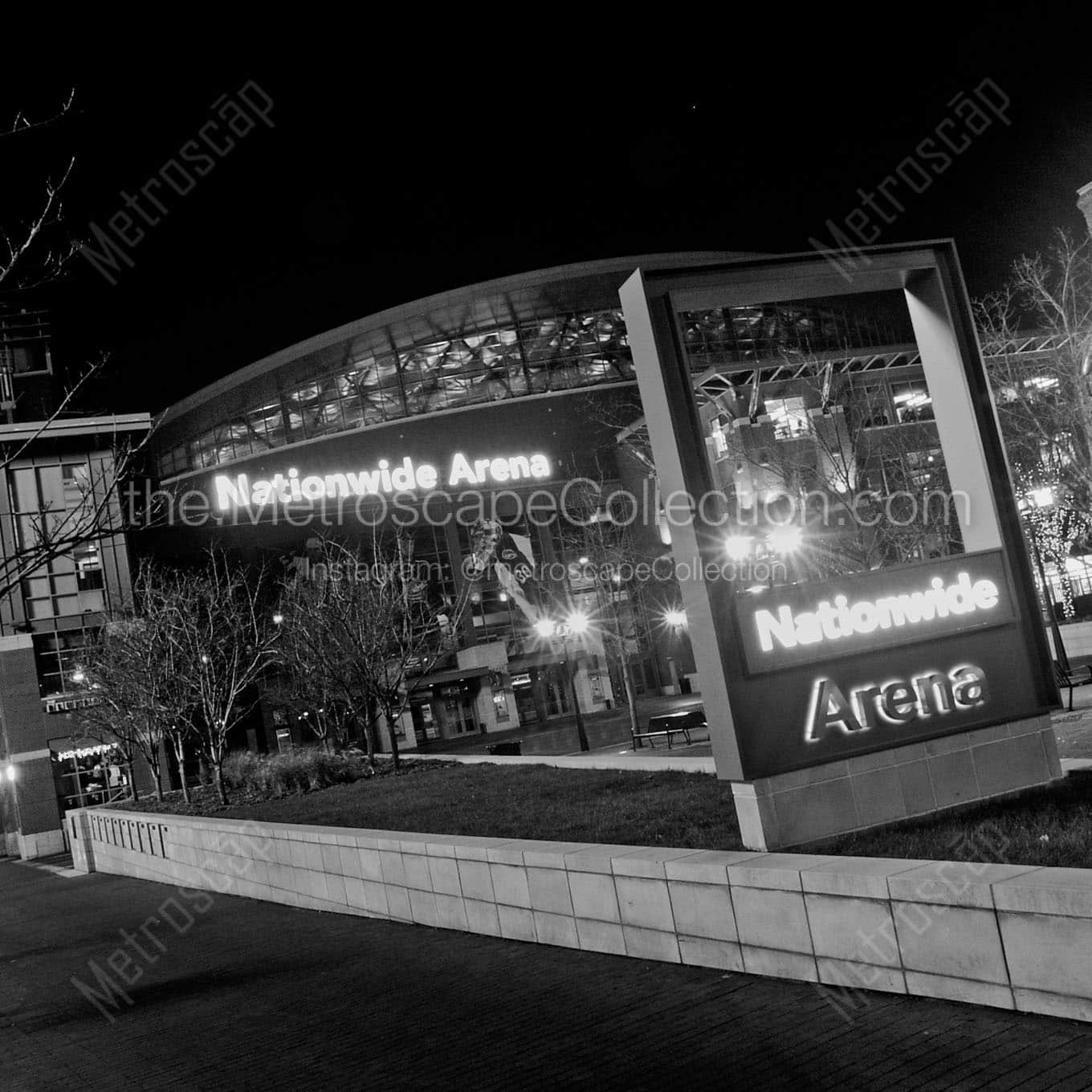 nationwide arena at night Black & White Wall Art