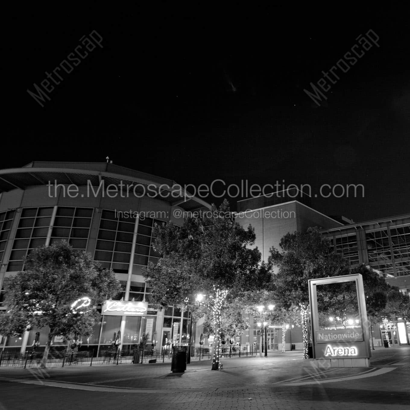 nationwide arena at night Black & White Wall Art