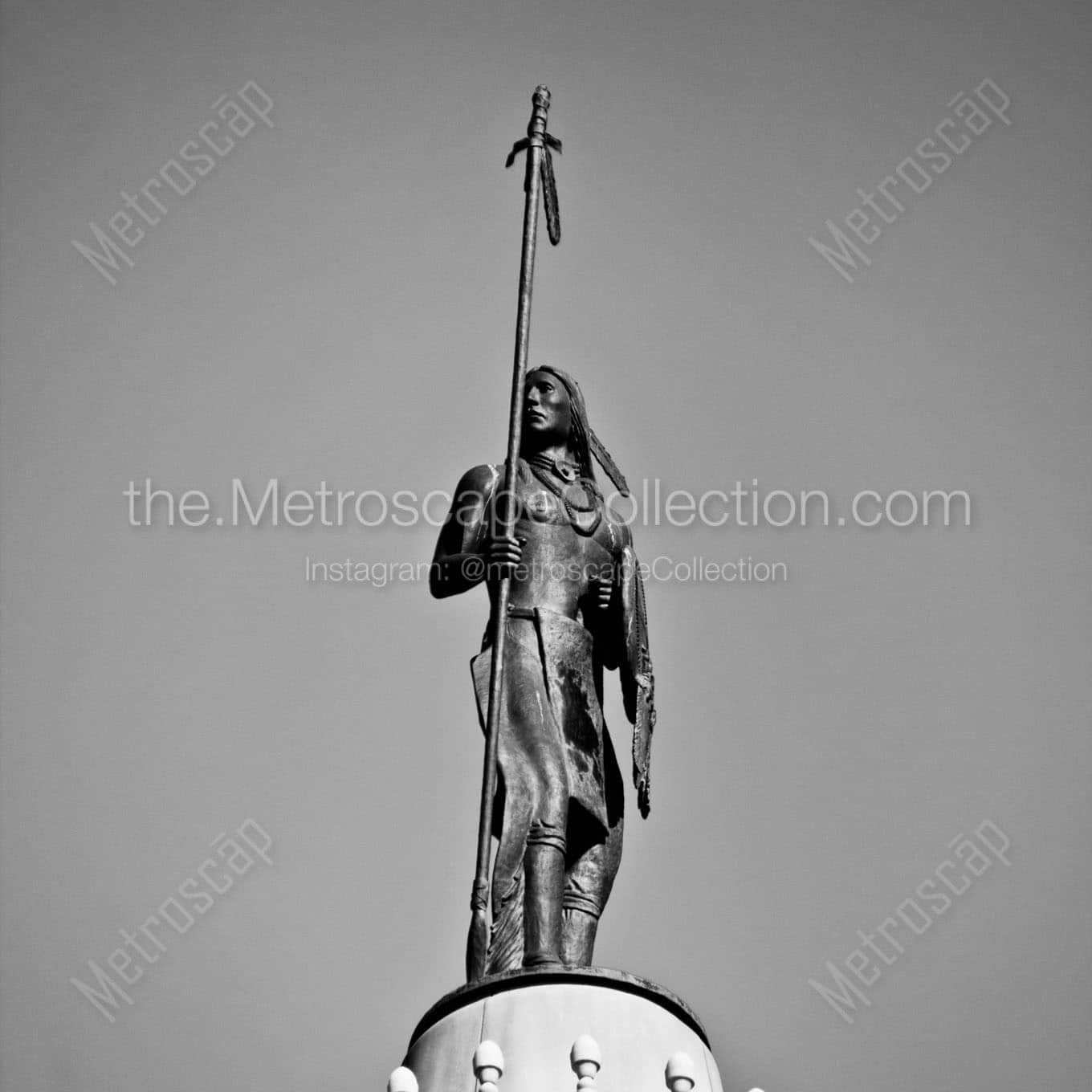 native american statue oklahoma capitol Black & White Wall Art