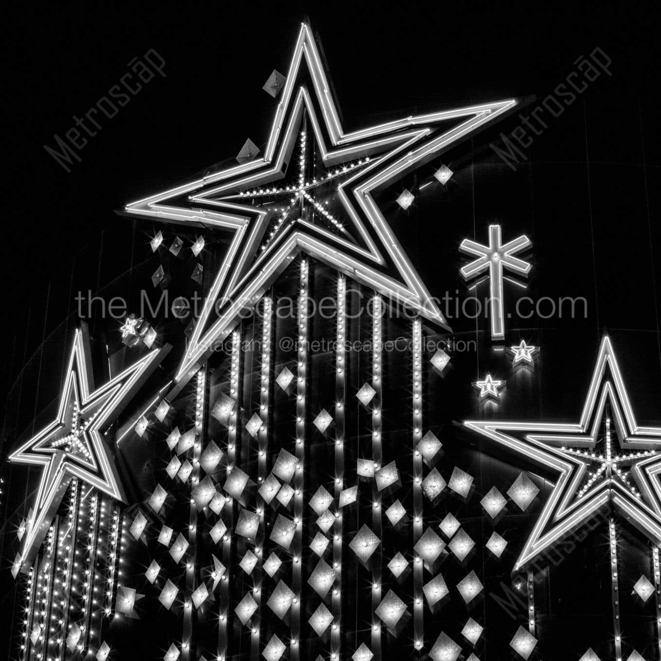 neon stars riviera sign at night Black & White Wall Art