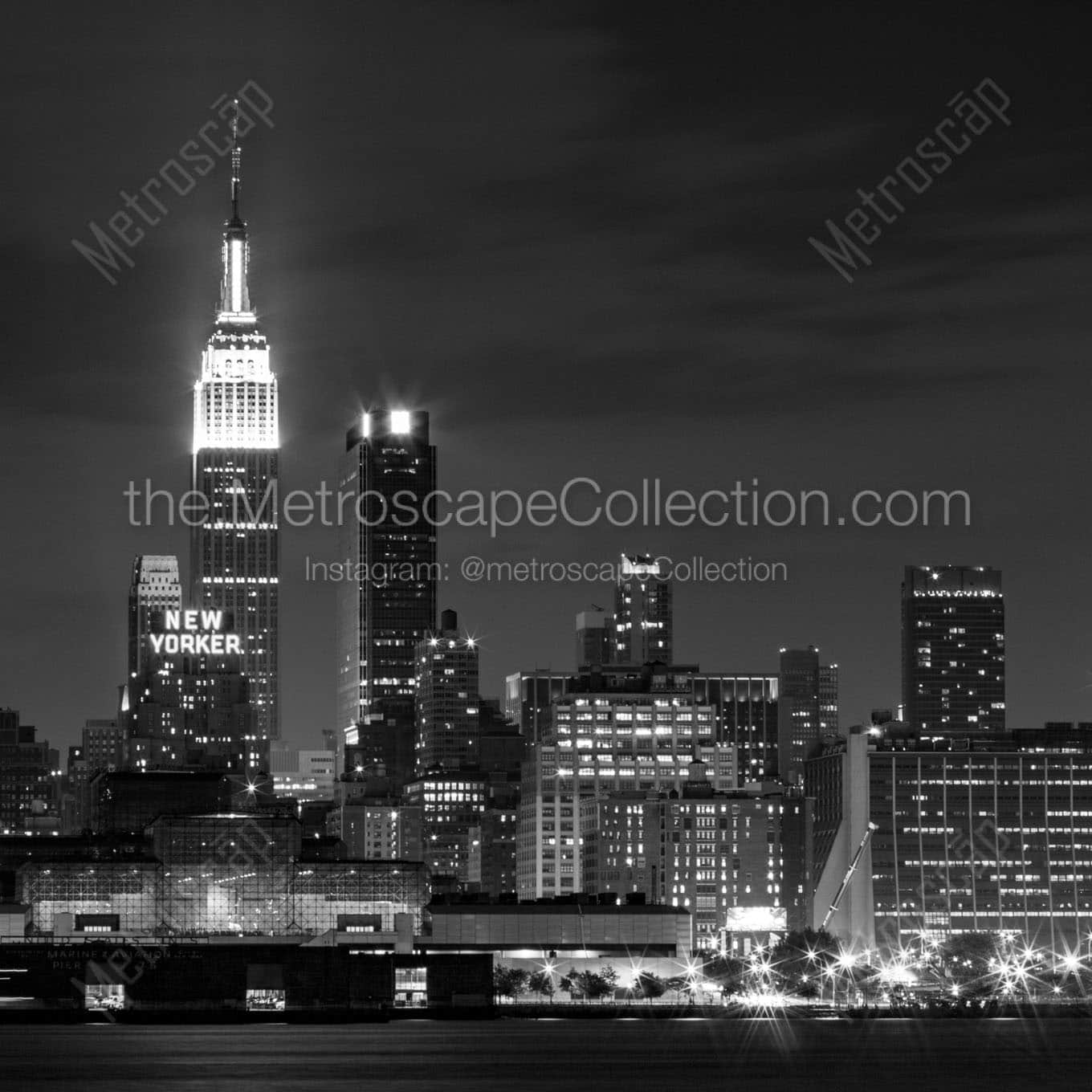 new york city at night Black & White Wall Art