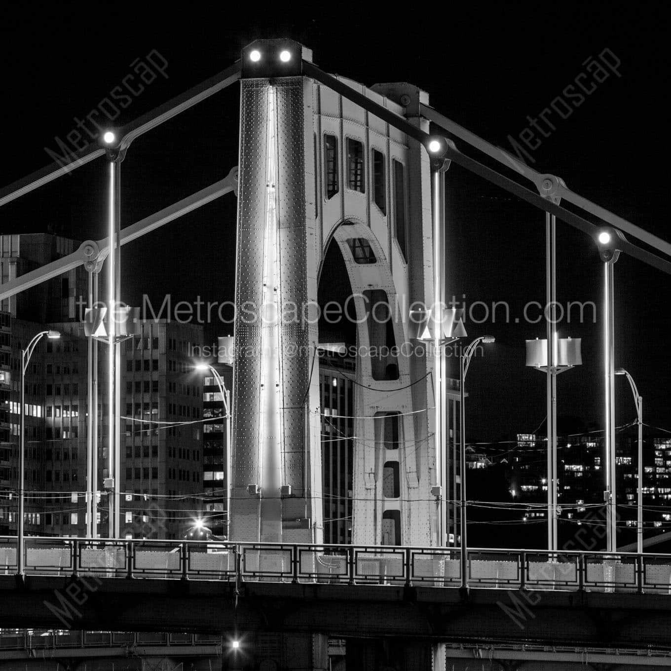 ninth avenue bridge at night Black & White Wall Art