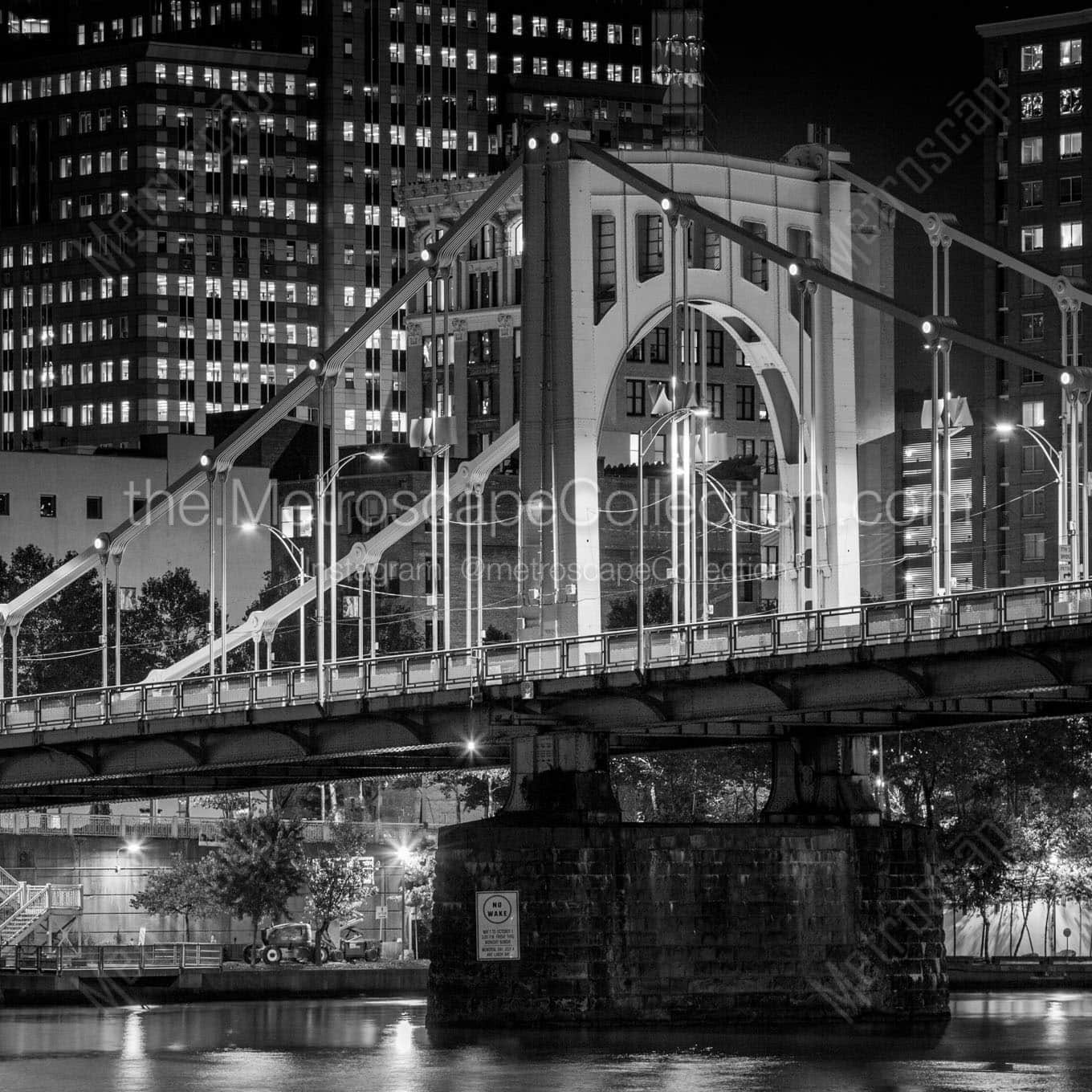 ninth avenue bridge at night Black & White Wall Art