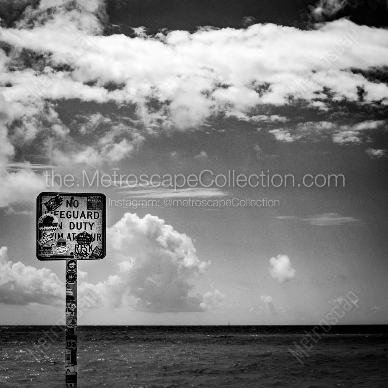 no lifeguard on duty sign Black & White Wall Art