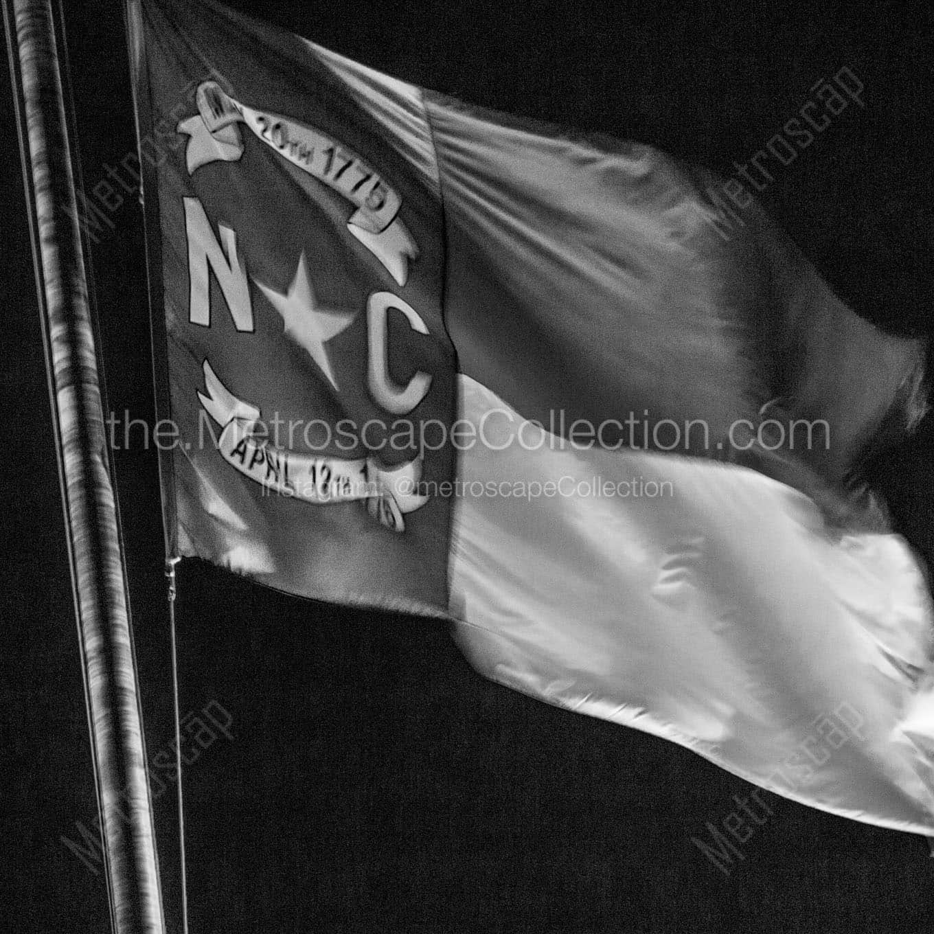 north carolina flag nc capitol building Black & White Wall Art