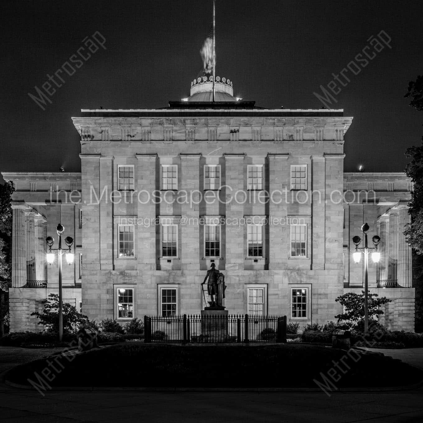 north carolina state capitol building Black & White Wall Art