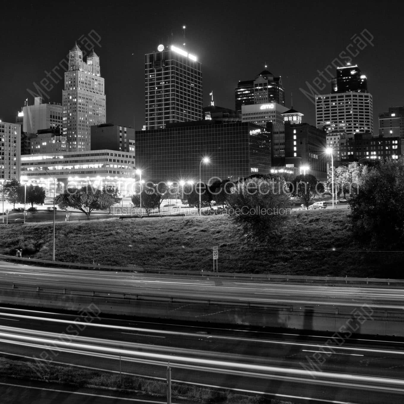 north kcmo skyline Black & White Wall Art