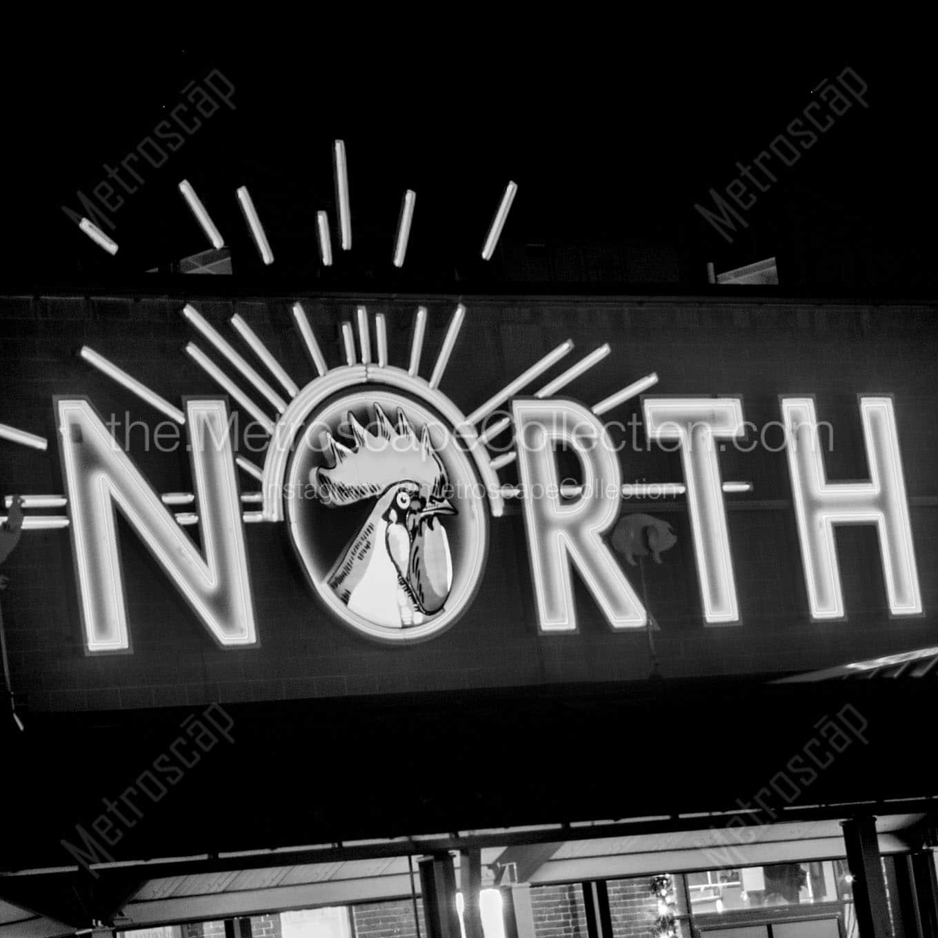 north market sign at night Black & White Wall Art
