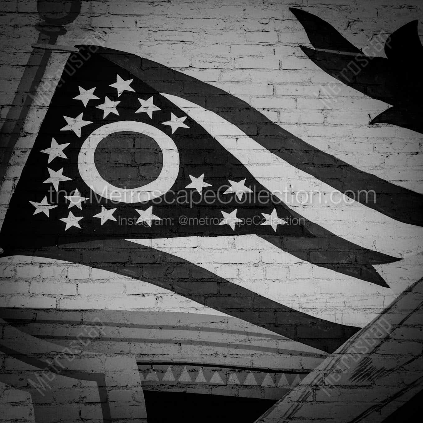 ohio flag mural Black & White Wall Art