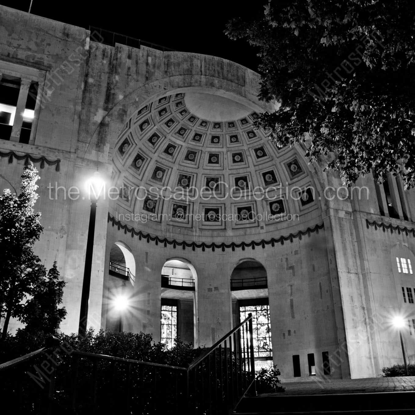 ohio stadium ohio state buckeyes horseshoe at night Black & White Wall Art