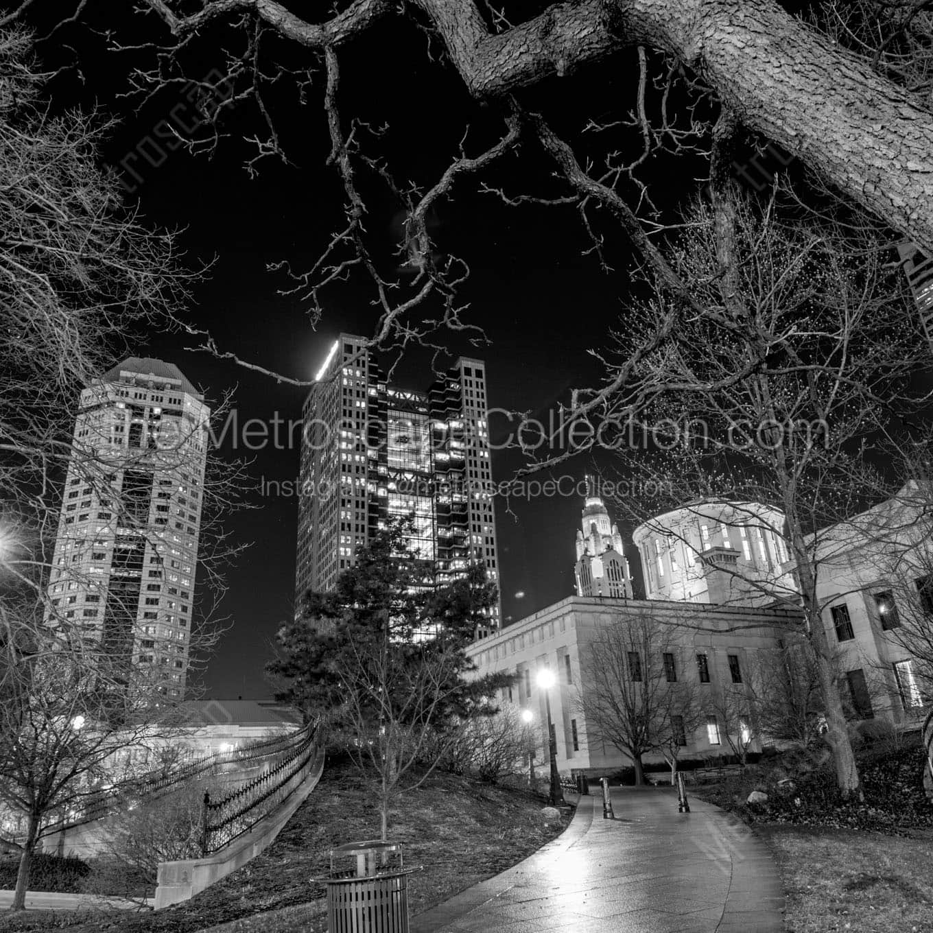 ohio state house at night Black & White Wall Art