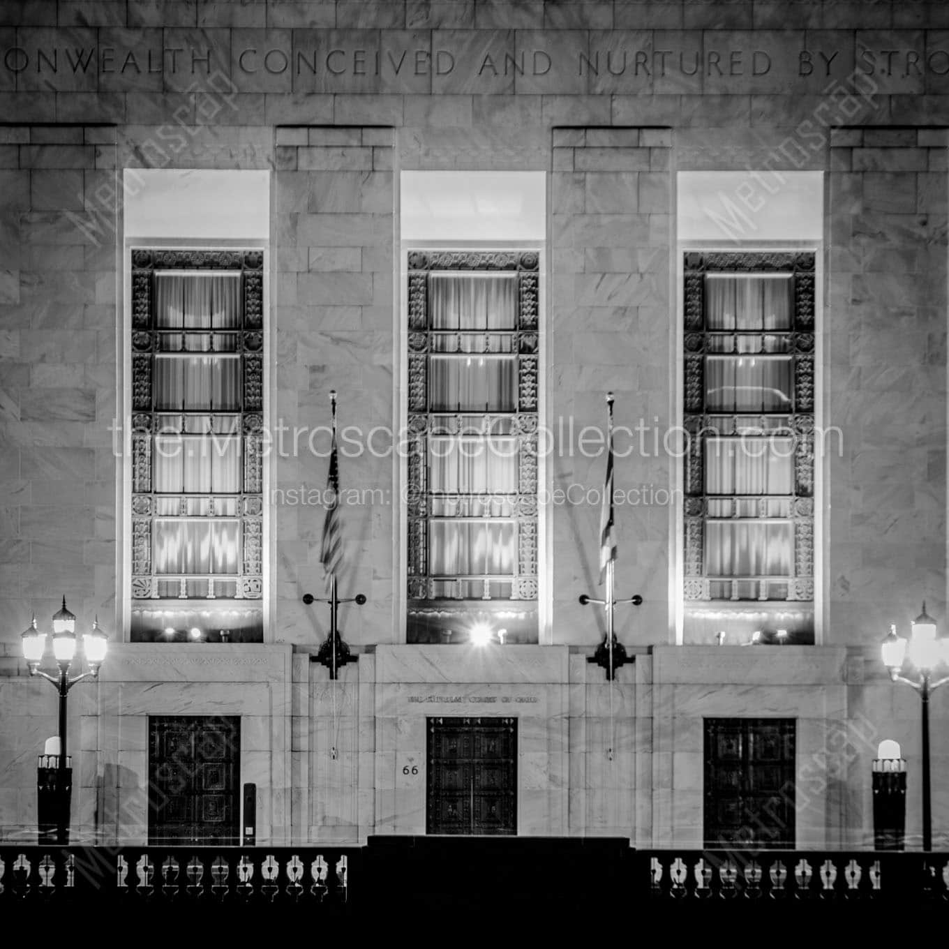 ohio supreme court building at night Black & White Wall Art