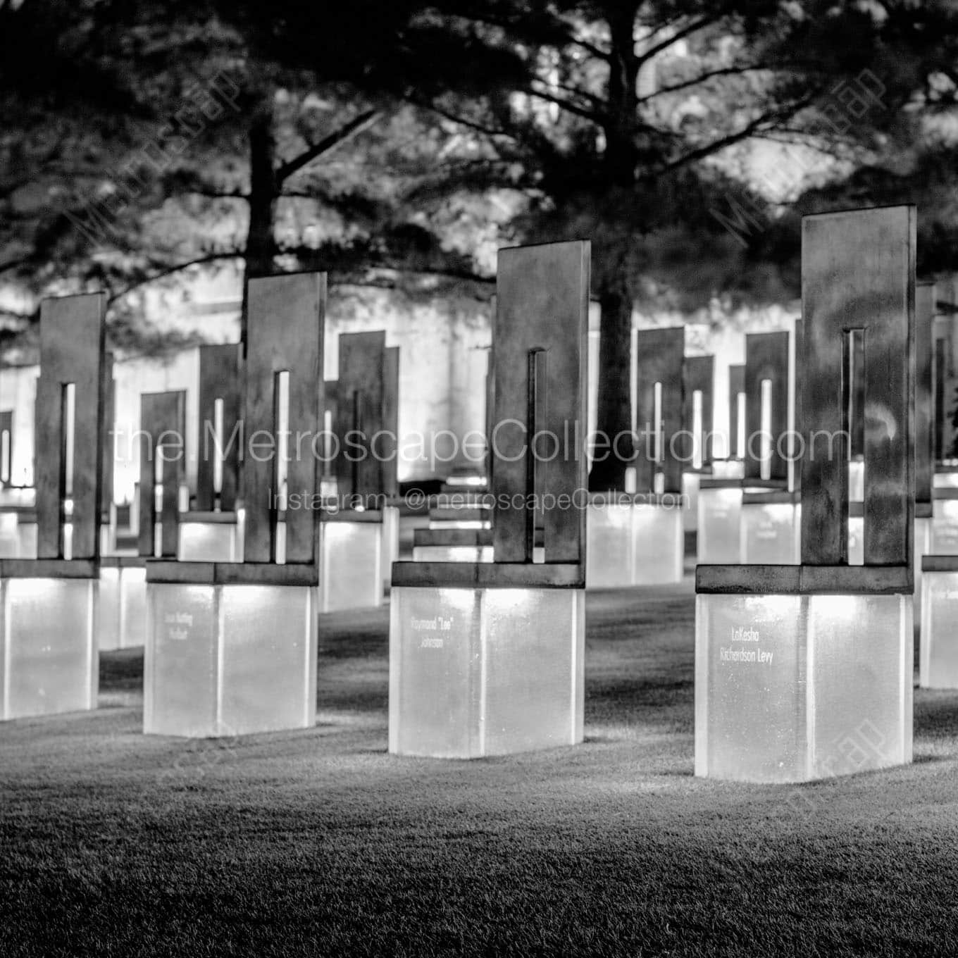 oklahoma city memorial chairs Black & White Wall Art