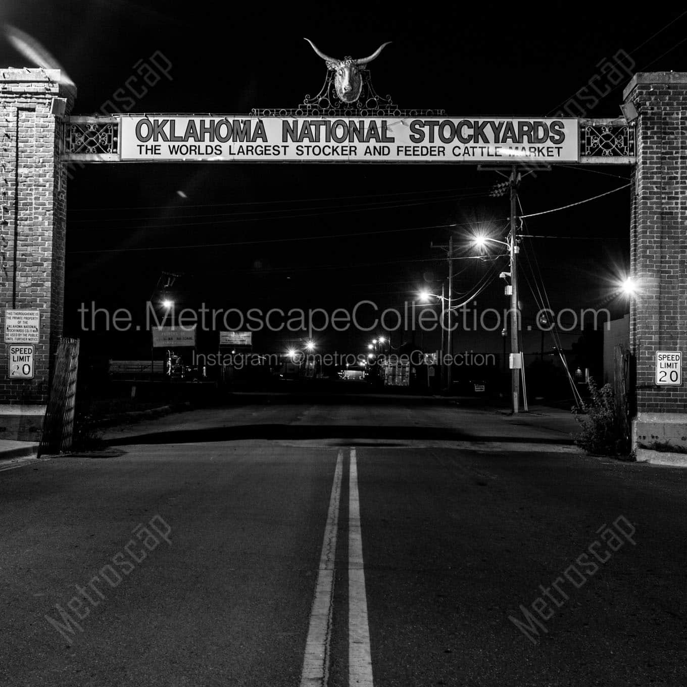 oklahoma national stockyards Black & White Wall Art