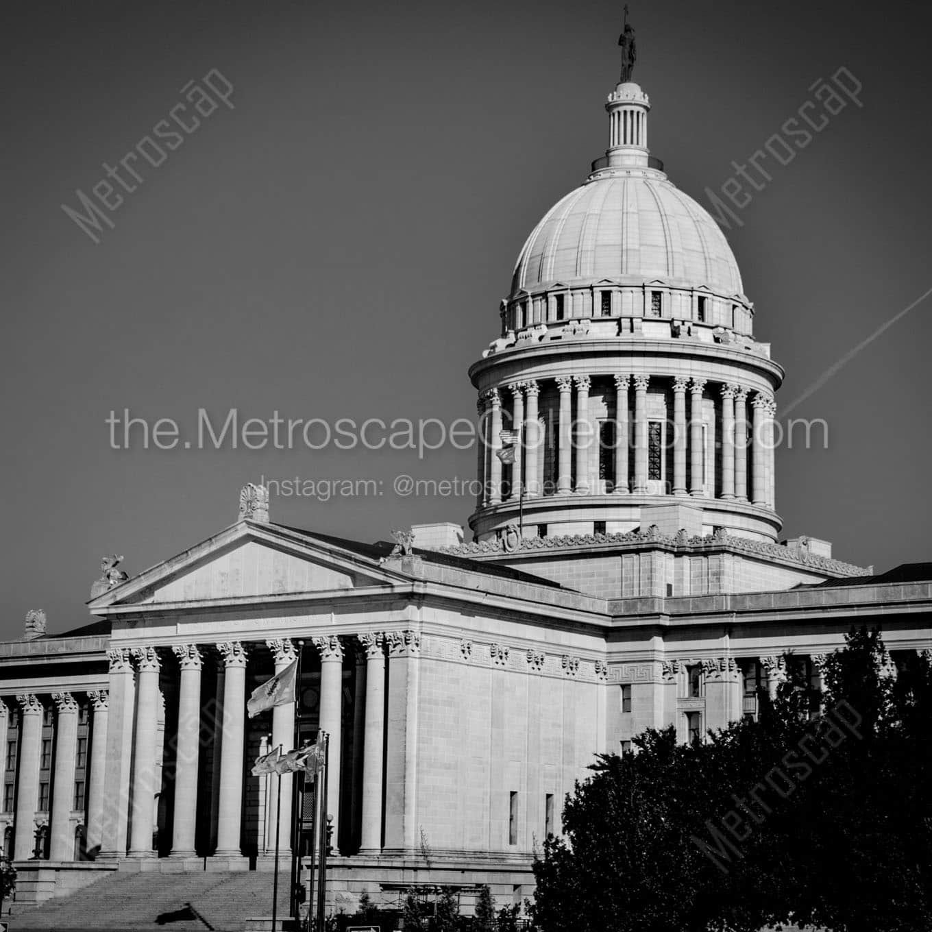 oklahoma state capitol building Black & White Wall Art