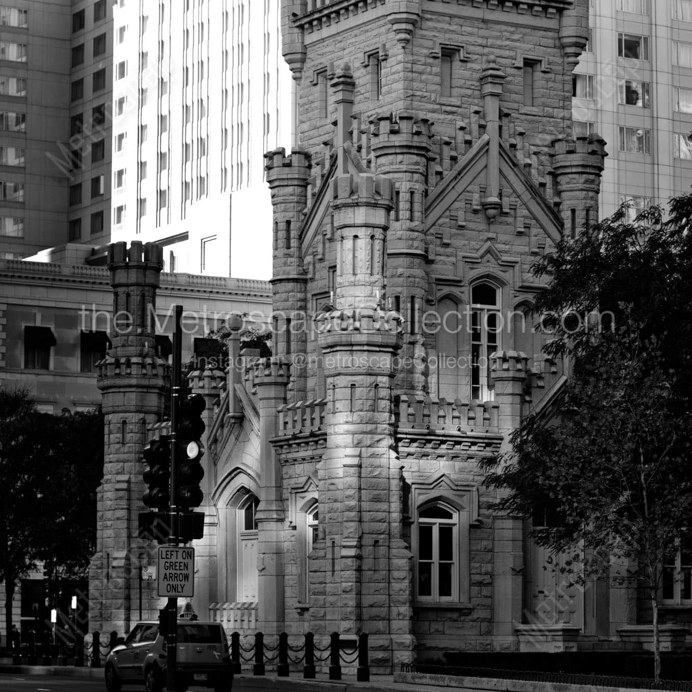 old chicago water tower Black & White Wall Art