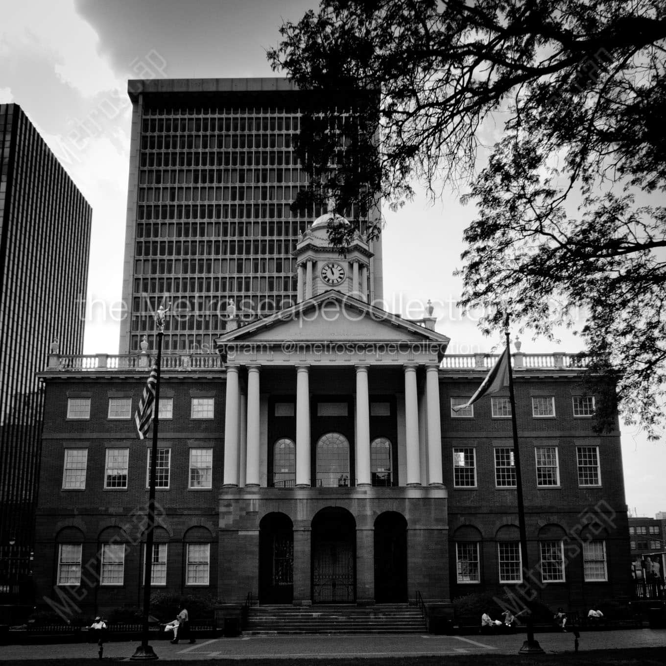 old connecticut state house downtown hartford Black & White Wall Art