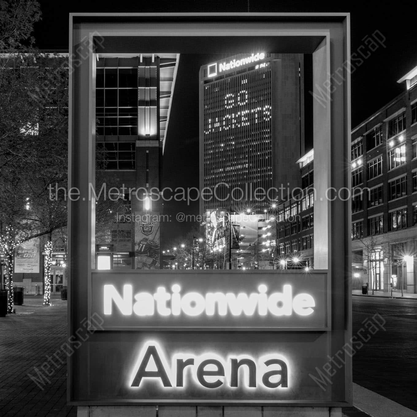 old nationwide arena sign Black & White Wall Art