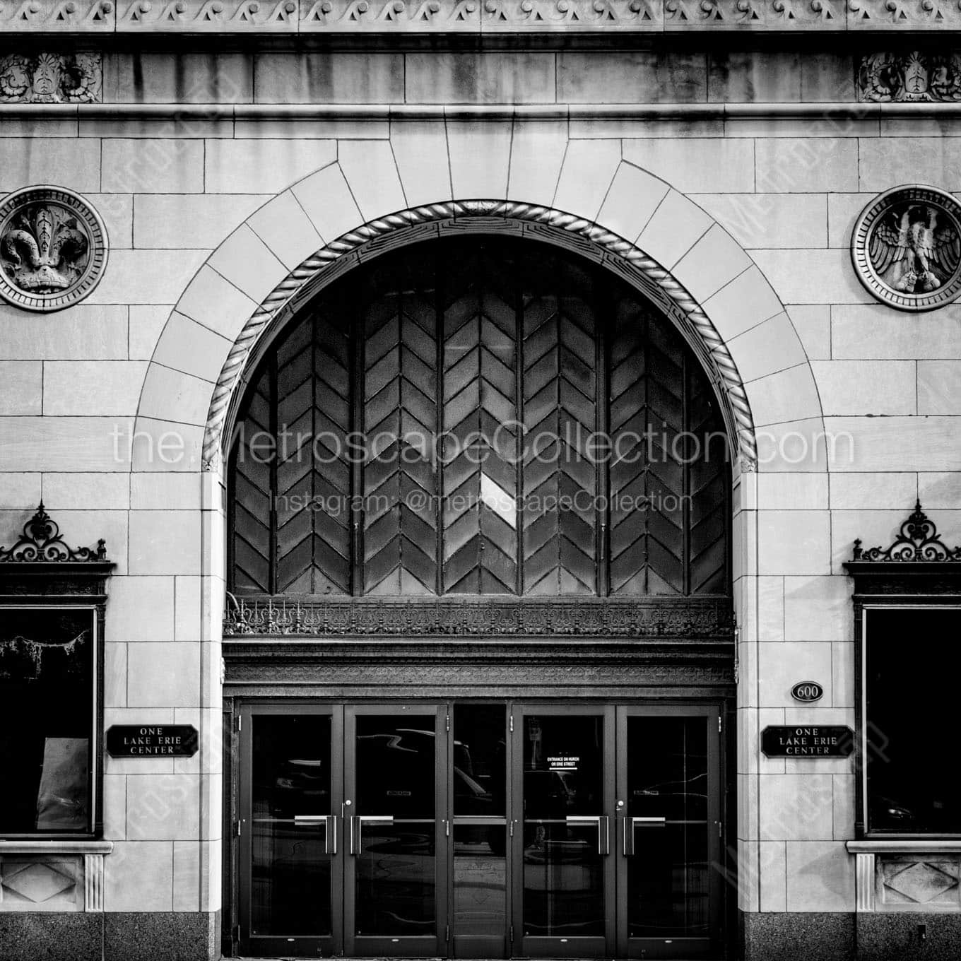 one lake erie center building Black & White Wall Art