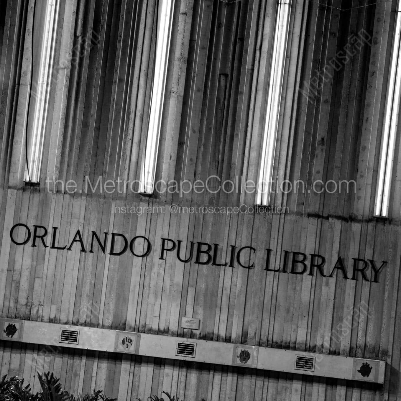 orlando public library at night Black & White Wall Art