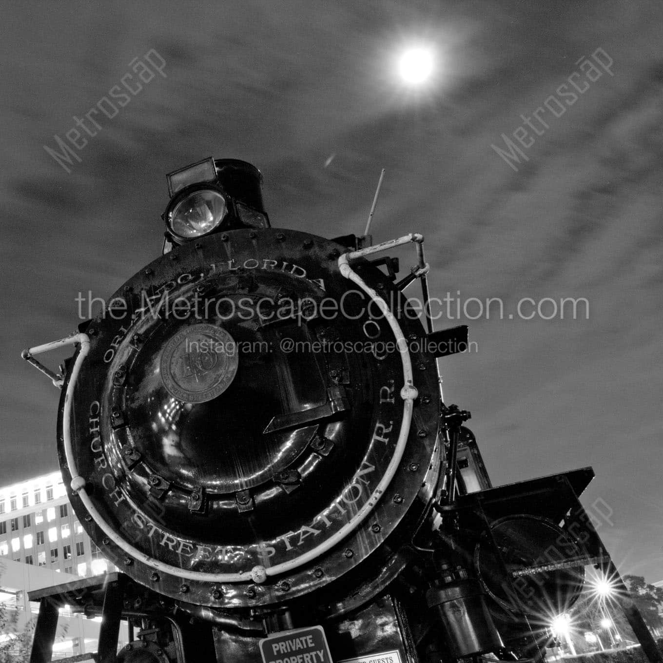 orlando train at night Black & White Wall Art