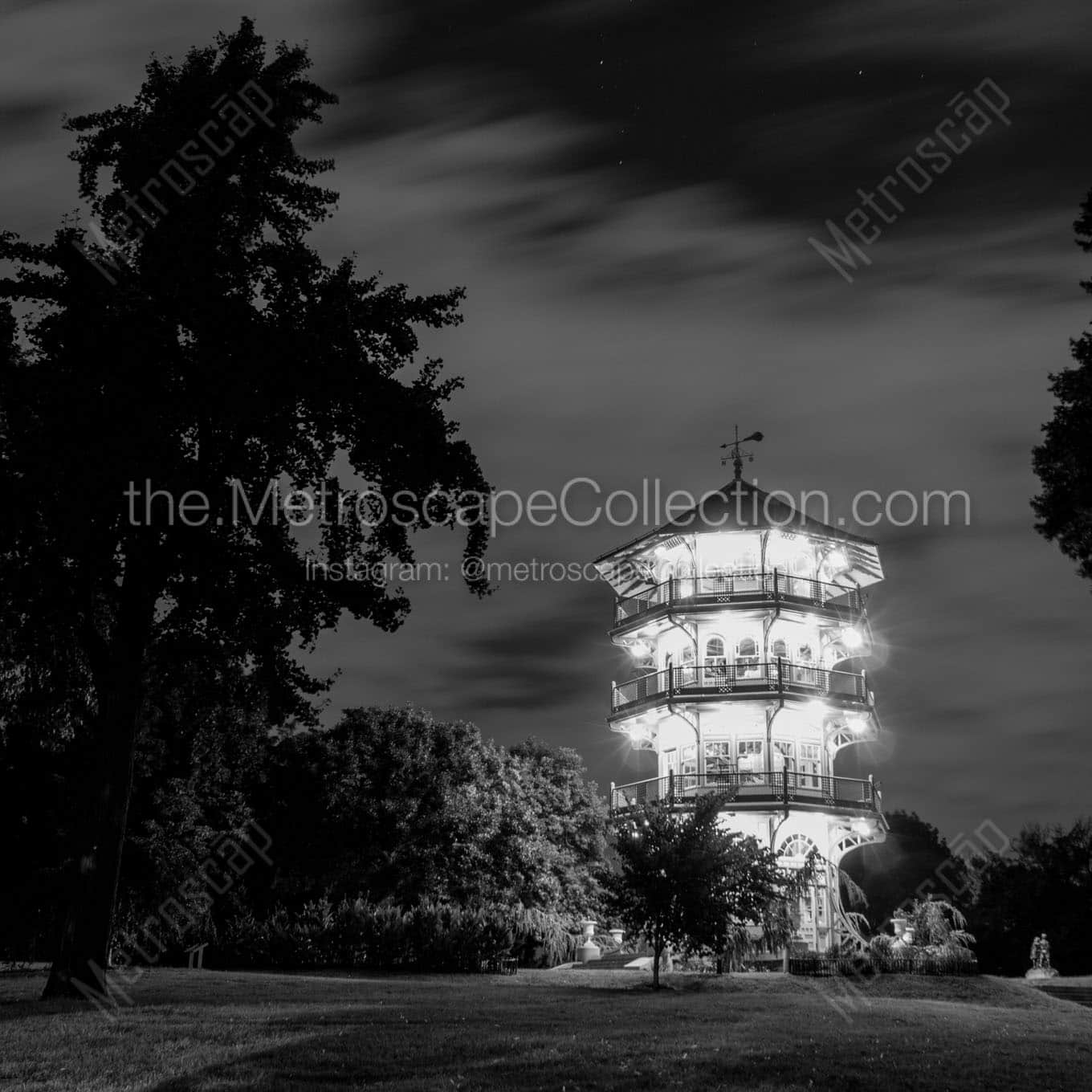 pagoda patterson park Black & White Wall Art