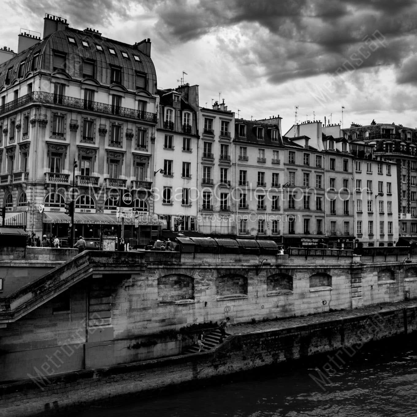 paris apartments along the river seine Black & White Wall Art
