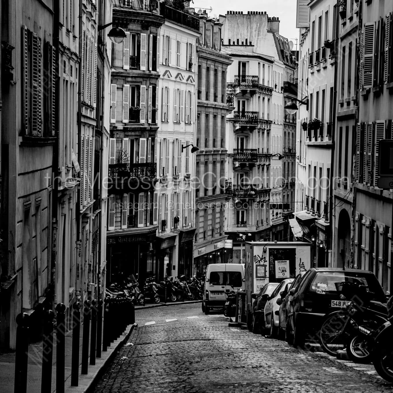parisian street on montmartre Black & White Wall Art