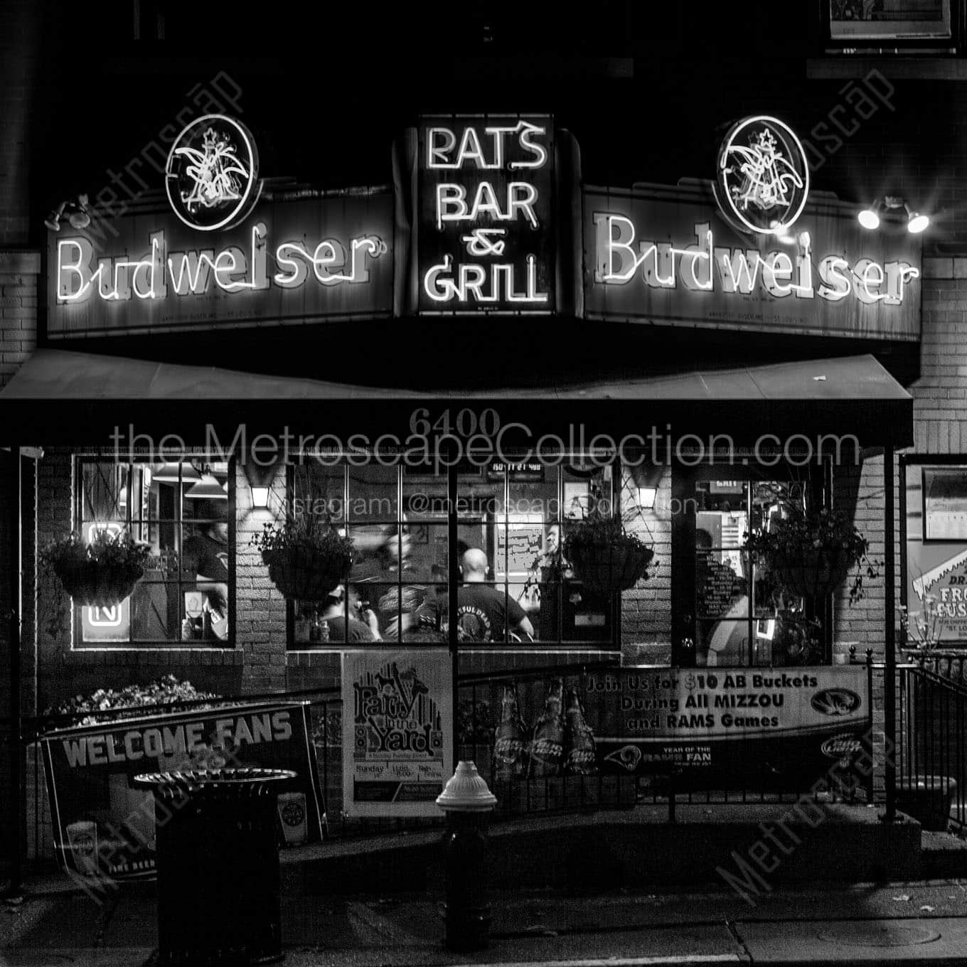 pats bar grill oakland ave Black & White Wall Art