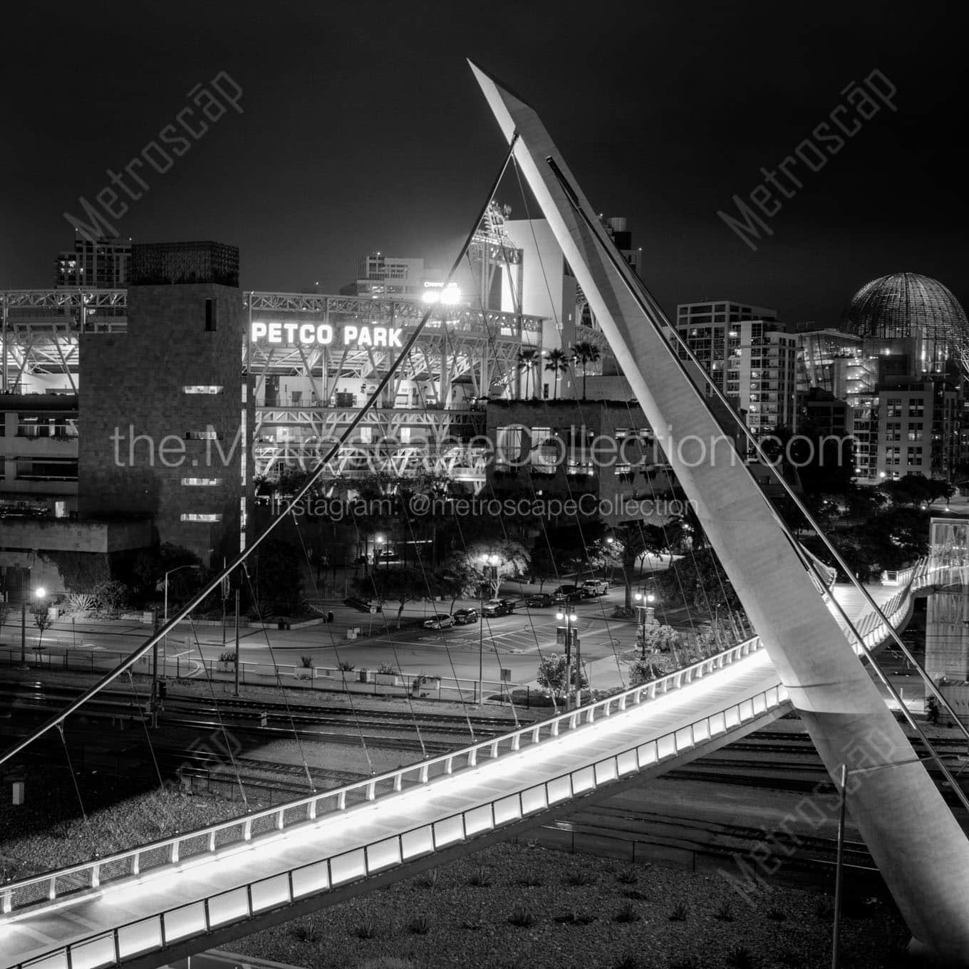 petco park harbor drive pedestrian bridge Black & White Wall Art