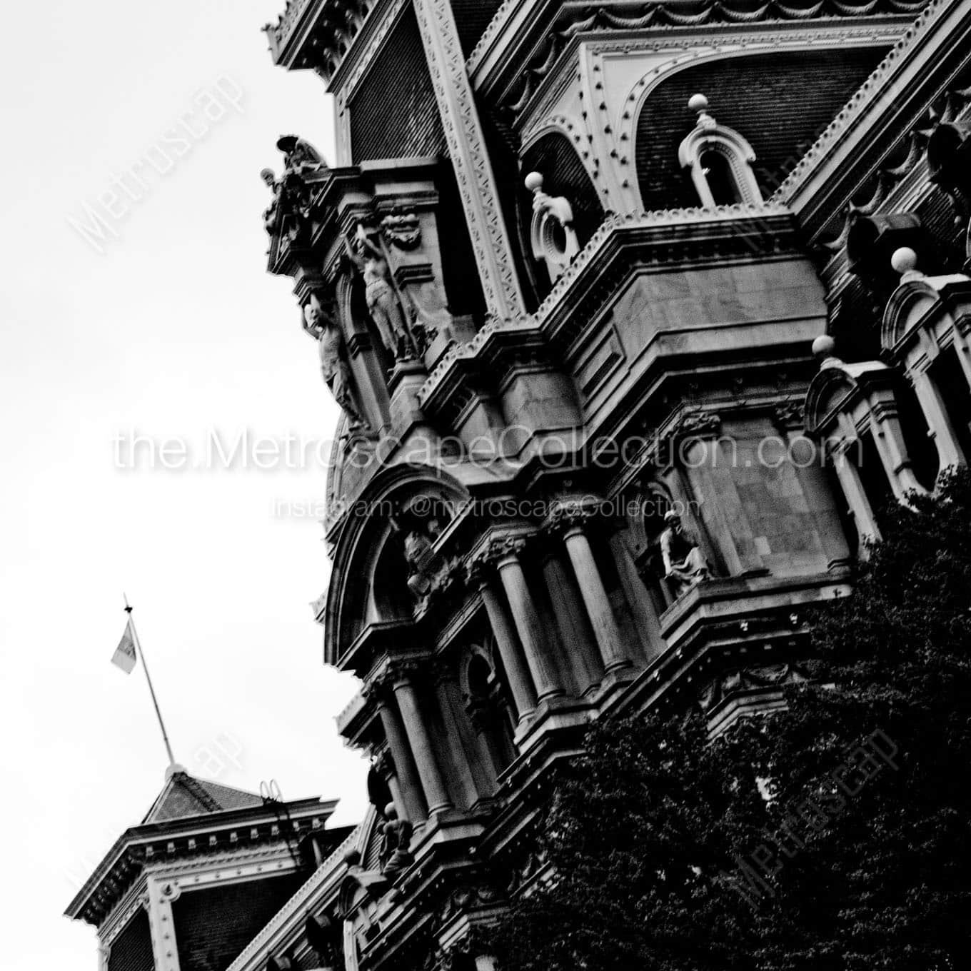 philadelphia city hall architecture detail Black & White Wall Art