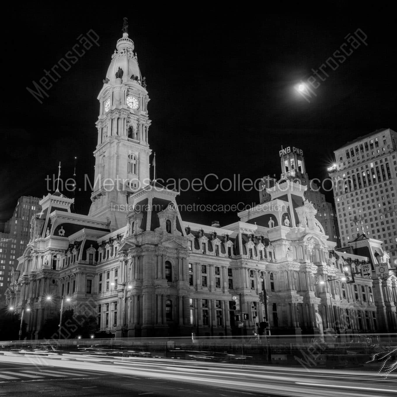 philadelphia city hall at night jfk plaza Black & White Wall Art