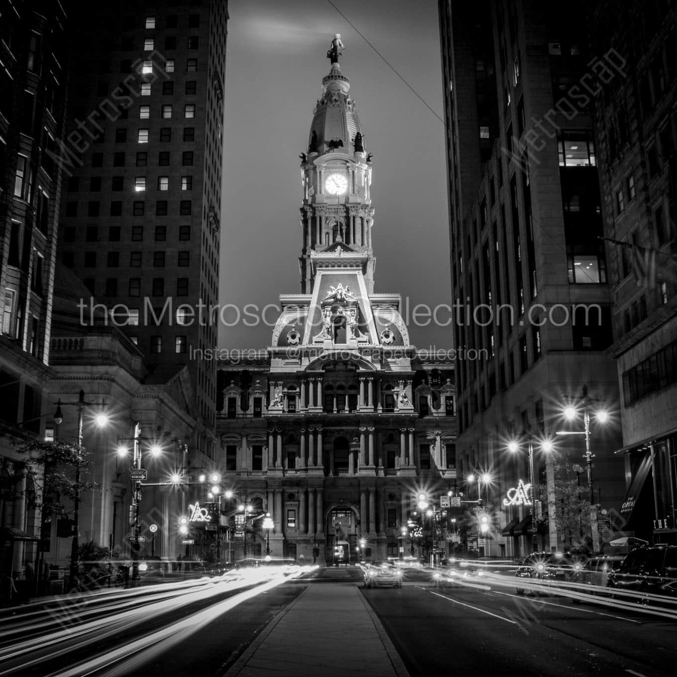 philadelphia city hall on centre square Black & White Wall Art