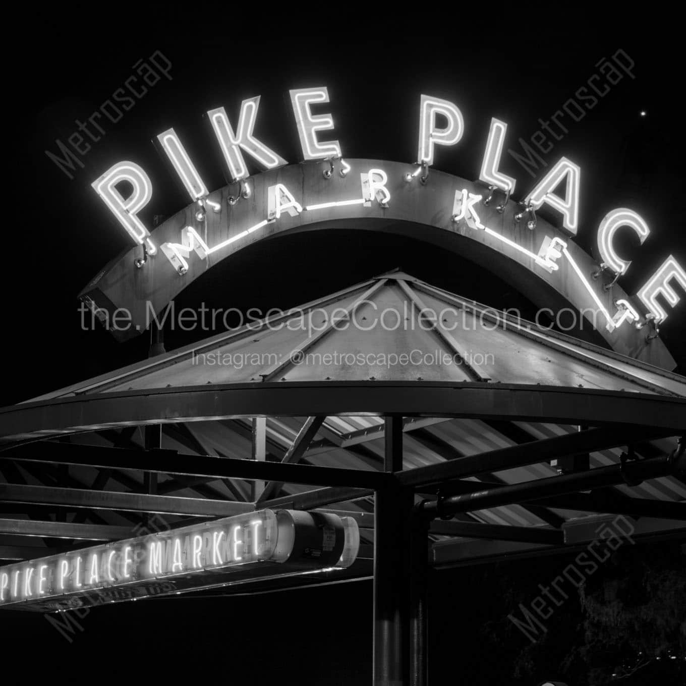 pike place market bus station Black & White Wall Art