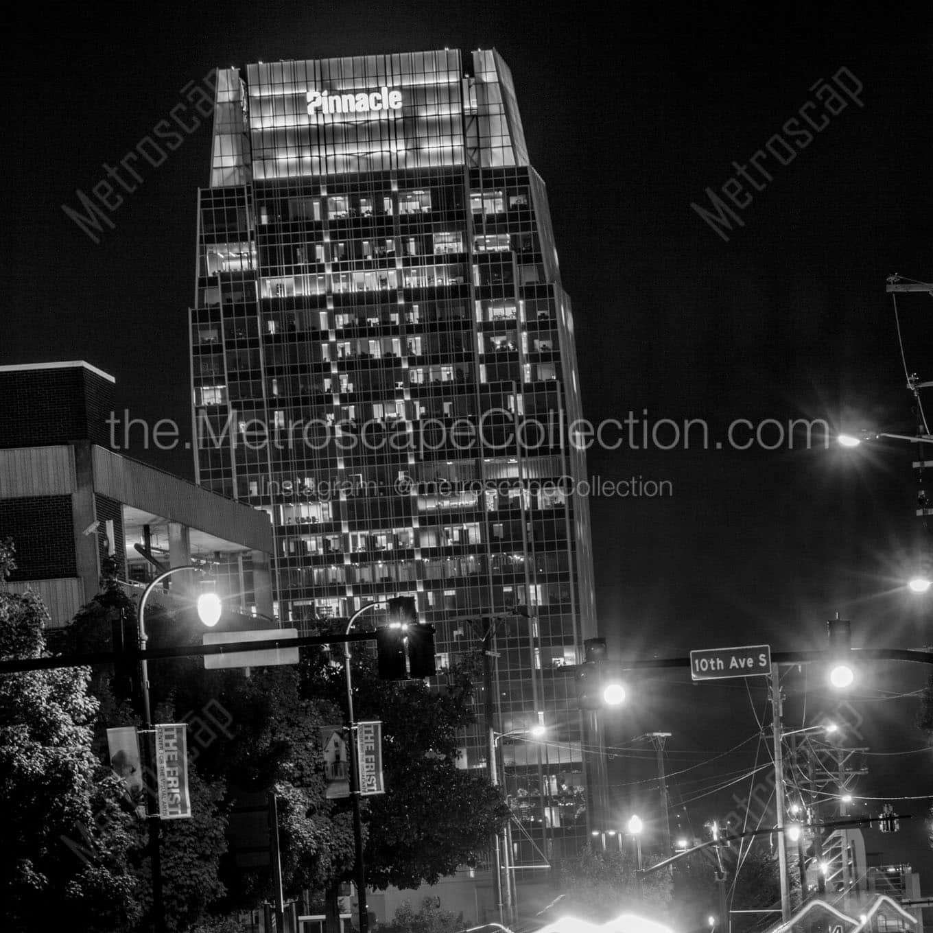 pinnacle building at night Black & White Wall Art