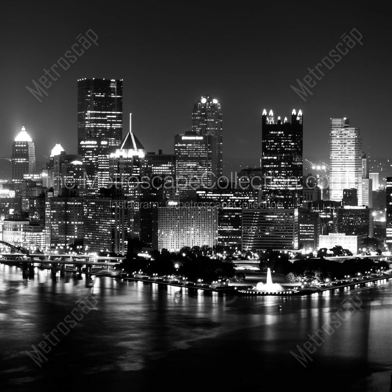 pittsburgh skyline from west end overlook Black & White Wall Art