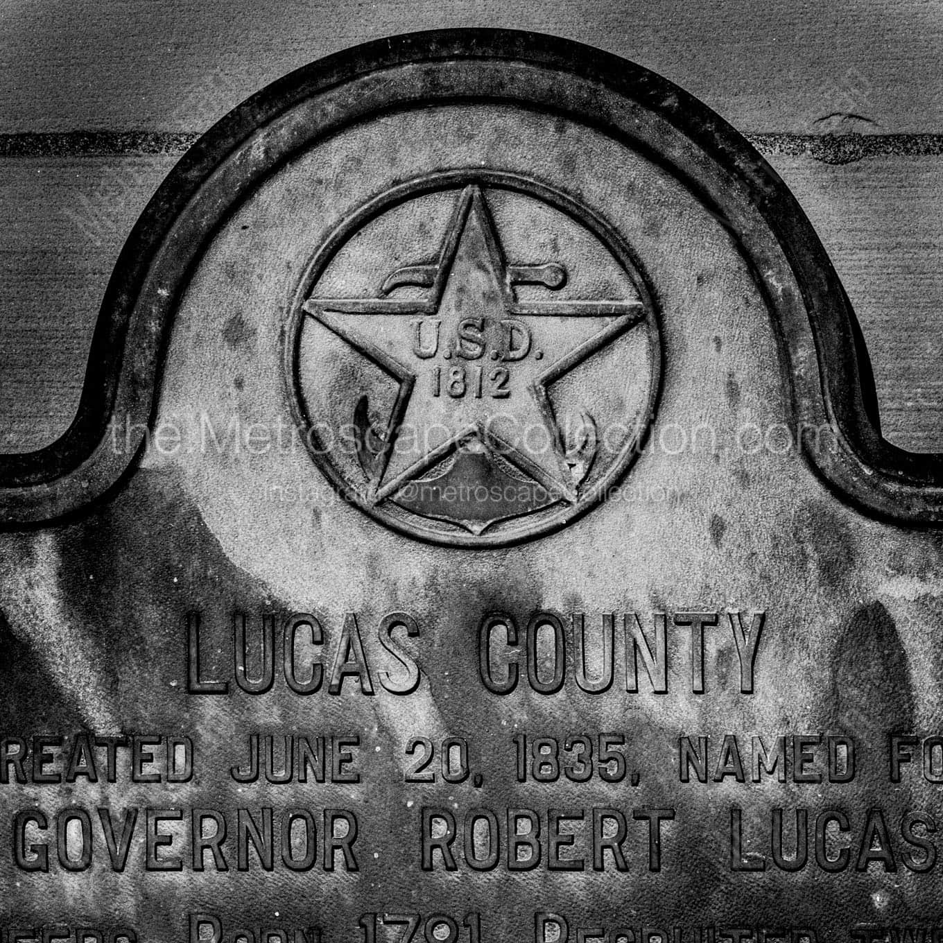 plaque lucas county courthouse Black & White Wall Art