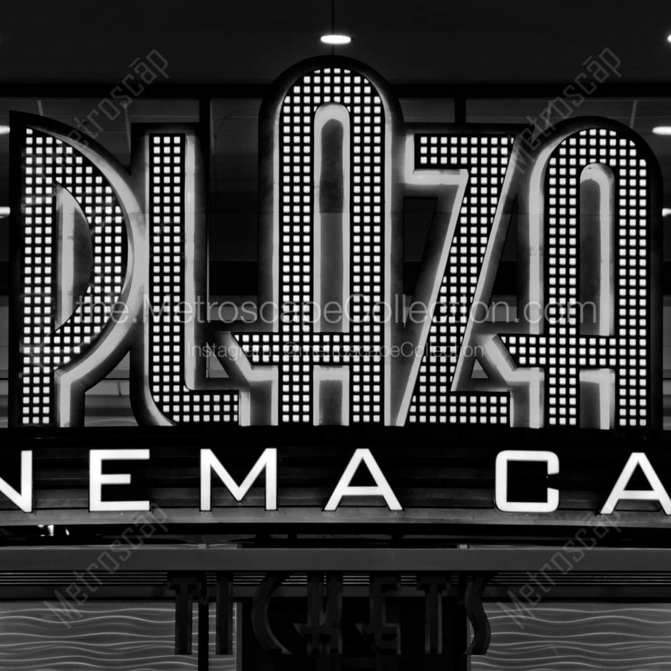 plaza cinema cafe Black & White Wall Art