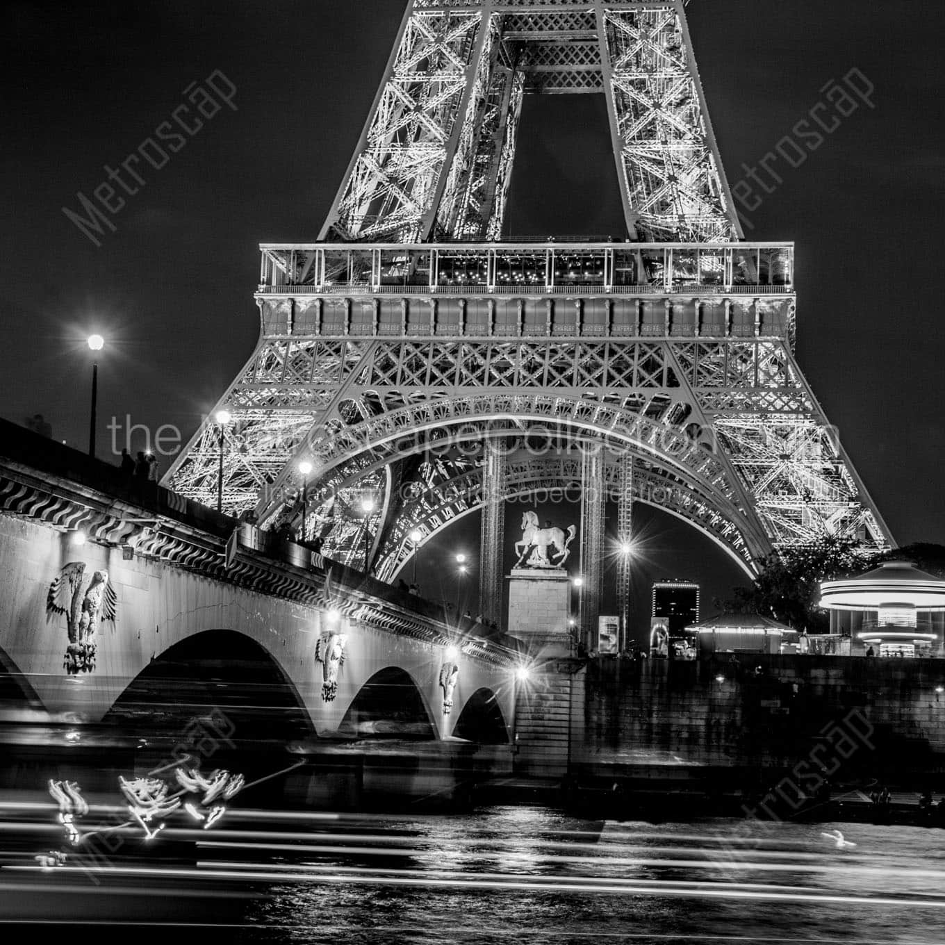 pont d iena bridge at night Black & White Wall Art