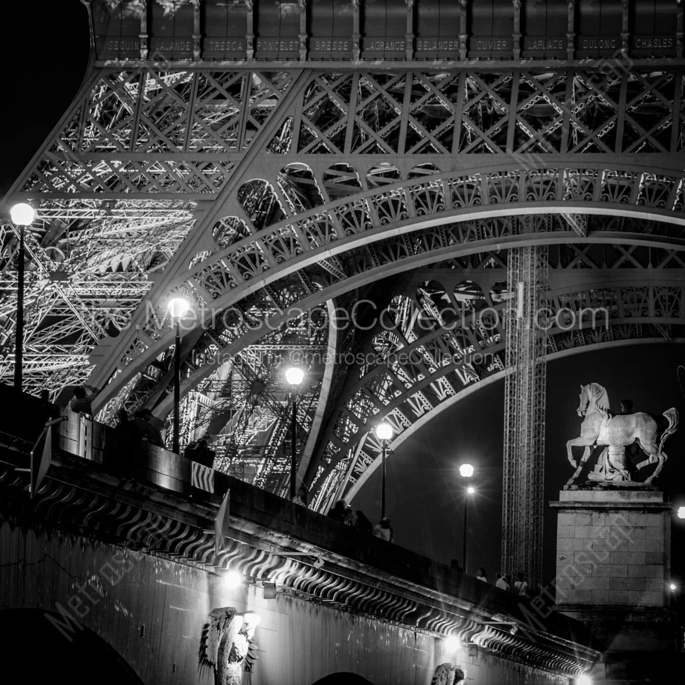 pont d iena bridge base of eiffel tower Black & White Wall Art