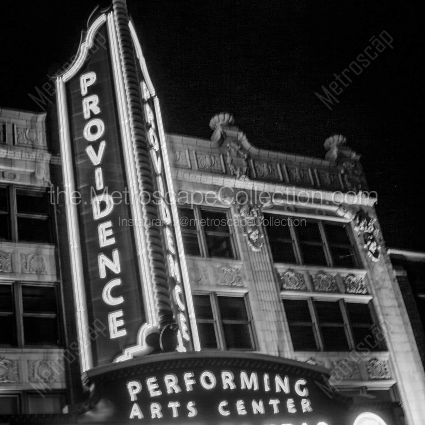providence performing arts center sign Black & White Wall Art