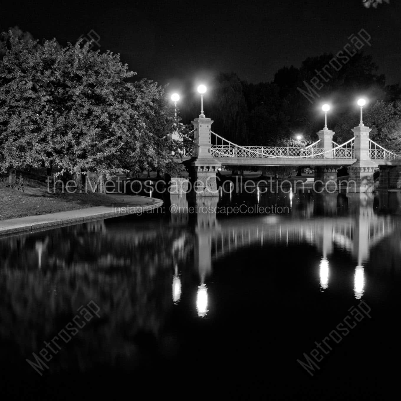 public garden suspension bridge Black & White Wall Art