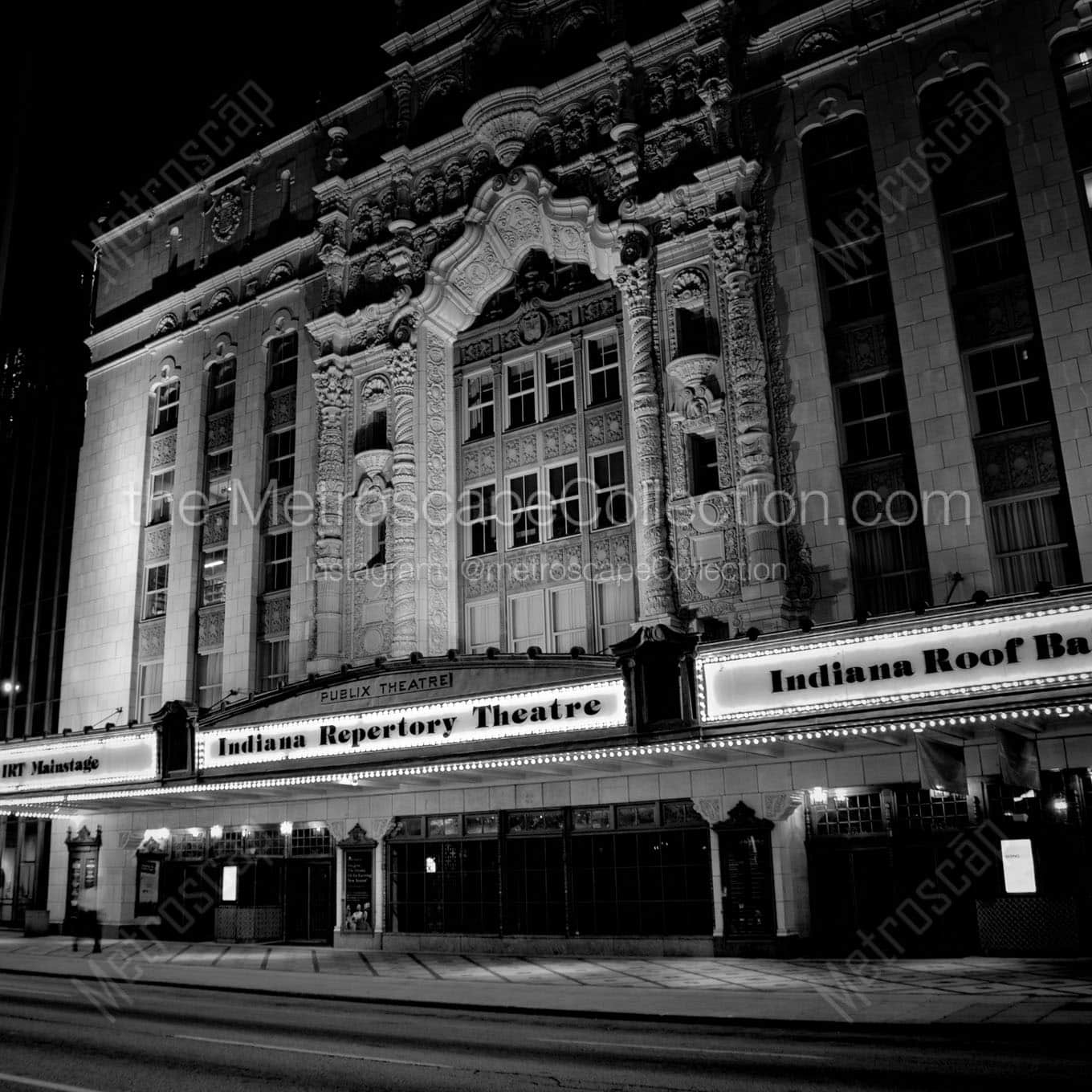 publix theater at night Black & White Wall Art