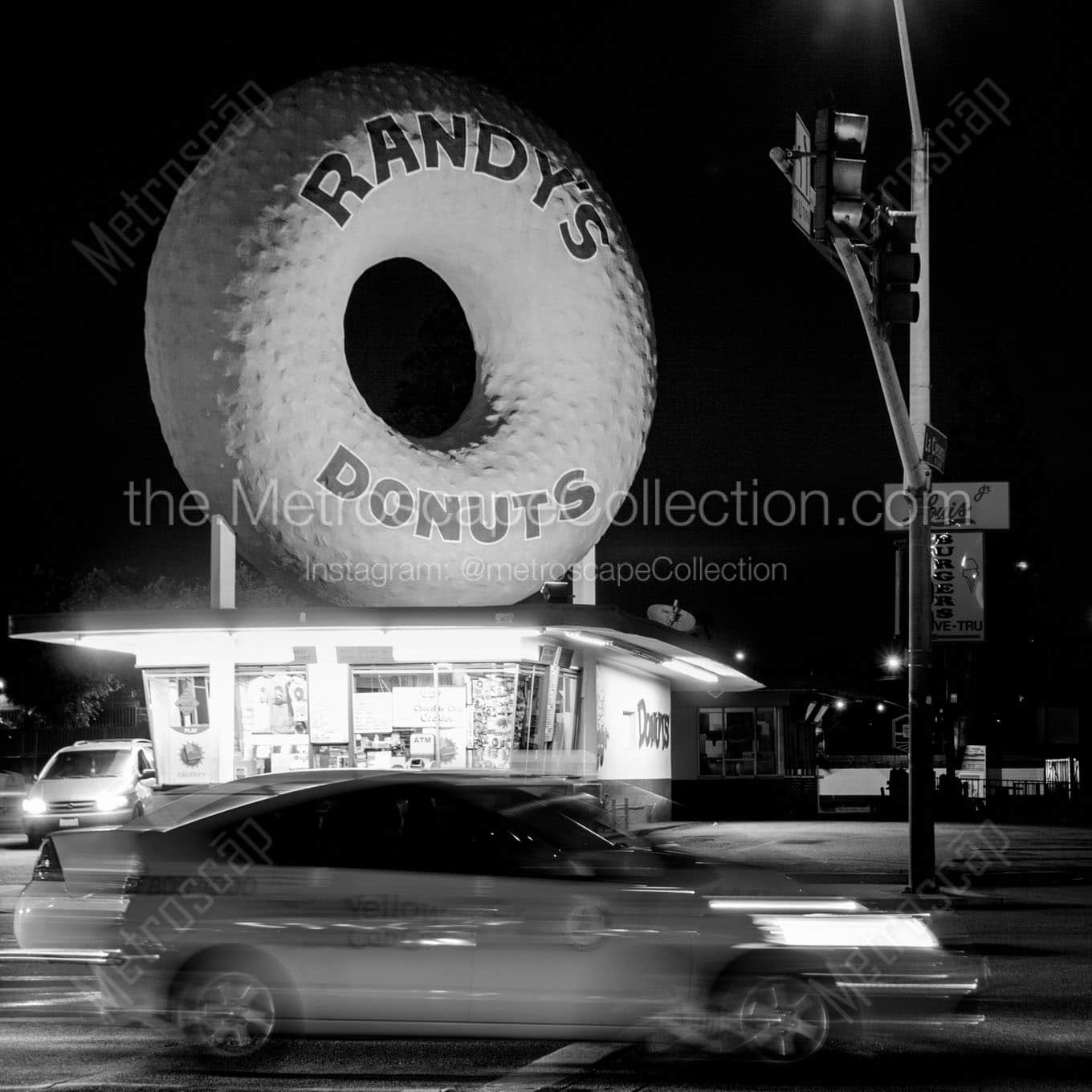 randys donuts la cienega Black & White Wall Art